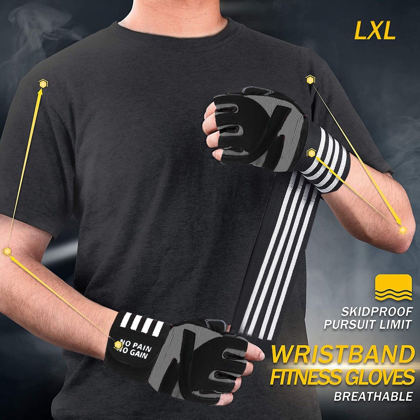 Flexzone Workout Gloves with Wrist Wraps - قفازات التمرين مع أربطة المعصم من فليكس زون