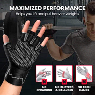 Flexzone Workout Gloves with Wrist Wraps - قفازات التمرين مع أربطة المعصم من فليكس زون