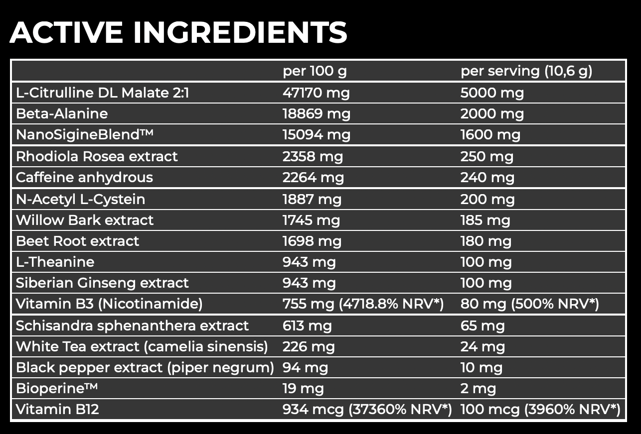 مكمل نانو سابس هايب بيست قبل التمرين